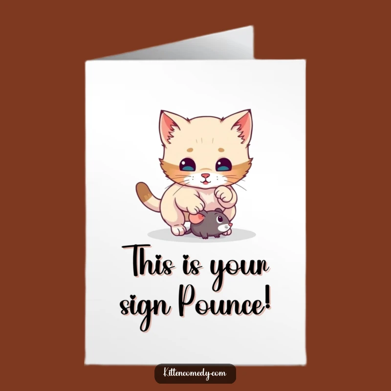 Funny Free Printable Birthday Card: Playful Kitten Pounce Surprise - Instant Download Gift