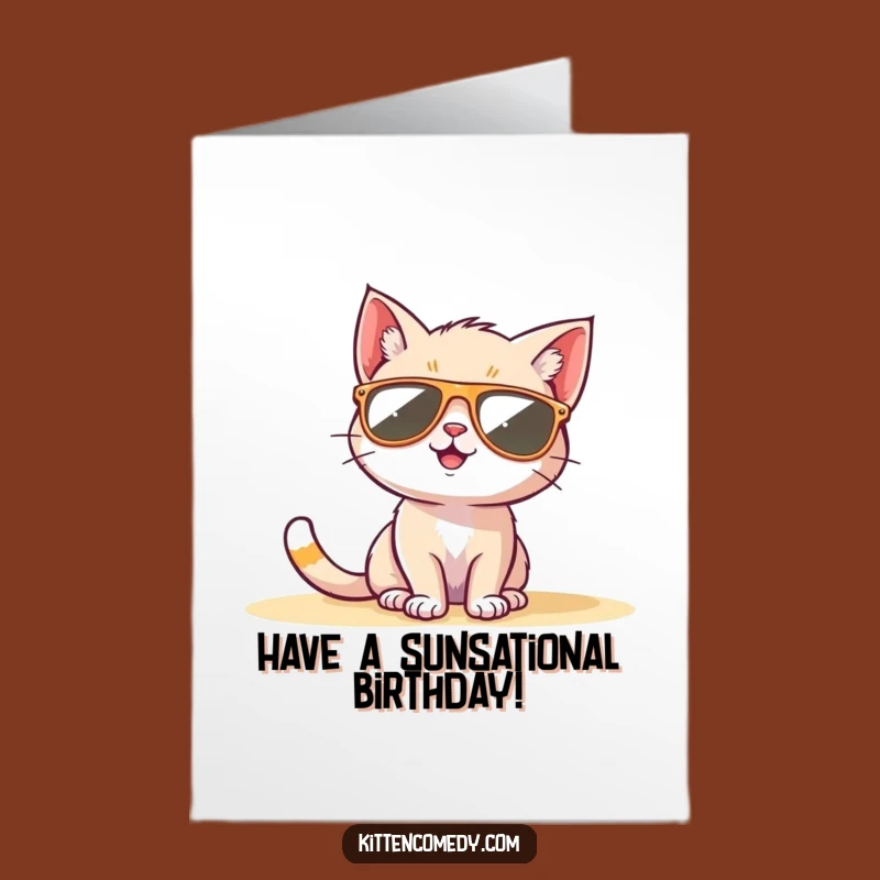 Free Printable Sunbathing Kitten Card: Cool Cat Funny Birthday Gift