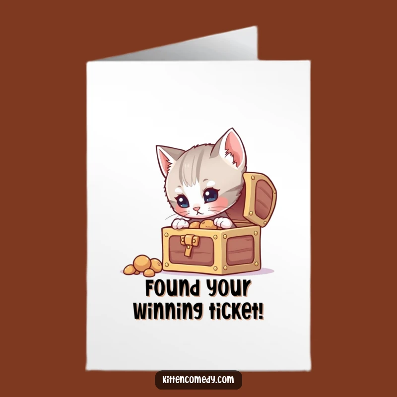 Free Printable Congrats Card: Curious Kitten Treasure Funny Downloadable Gift