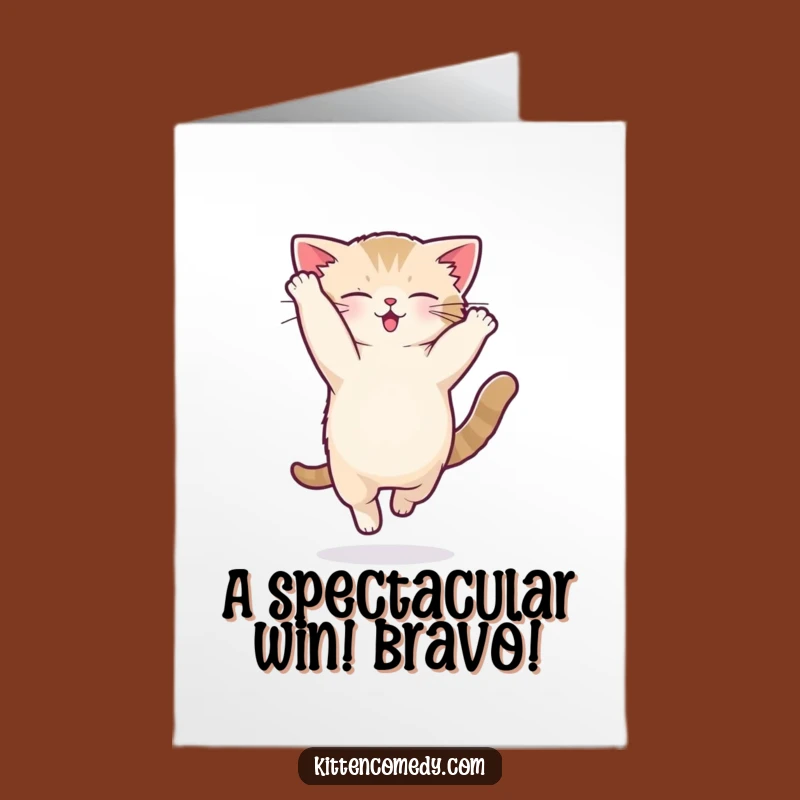 Free Printable Congrats Card: Kawaii Kitten Flip - Funny Downloadable Gift