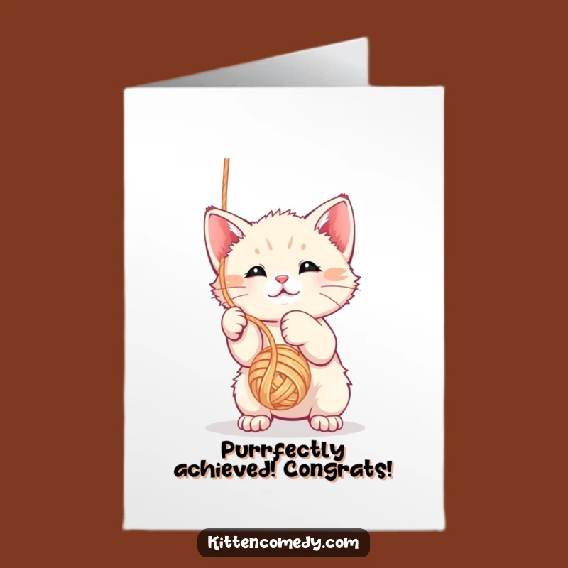 Free Printable Congrats Card: Kawaii Kitten Yarn Play - Hilarious Downloadable Gift