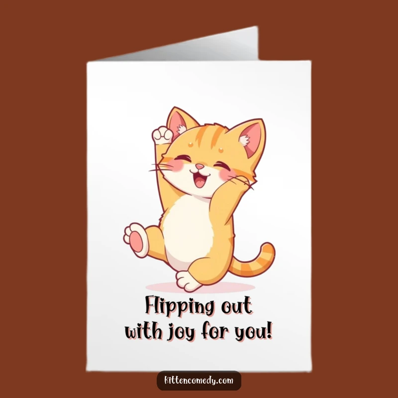 Free Printable Congrats Card: Kitten Gymnastics Funny Downloadable Gift for Victorious Moments