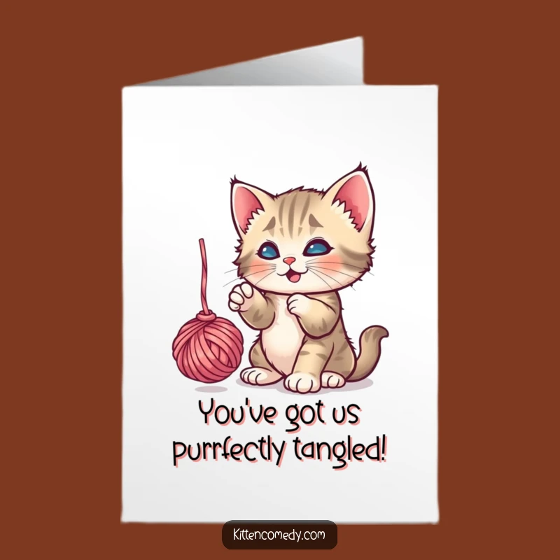 Free Printable Kitten Yarn Congrats Card: Playful Cat Funny Celebration Gift