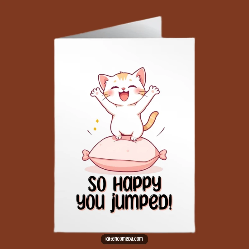 Celebrate achievements with a burst of fun using this free printable card! Our leaping Kawaii kitten is easy to print at home.