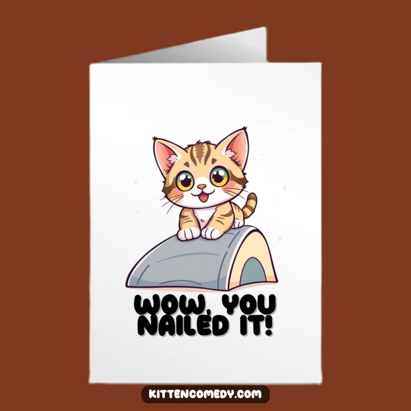 Celebrate achievements with this free printable congratulations card starring a speedy kitten. Print at home for a thrilling and funny greeting.