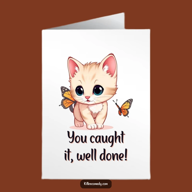 Free Printable Congrats Card: Kitten Butterfly for a Funny DIY Celebration