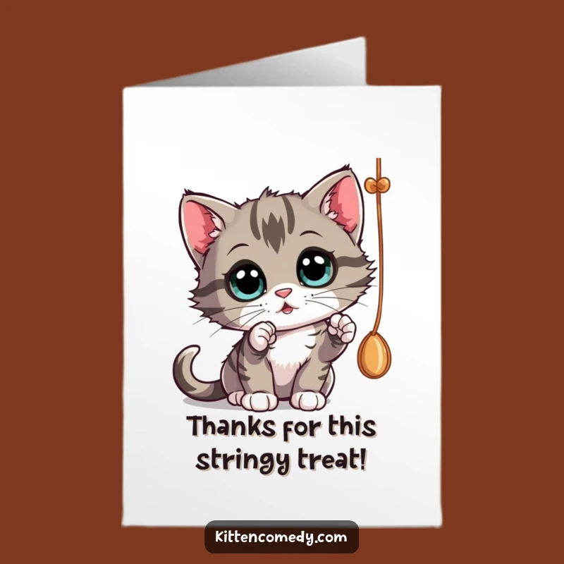 Free Printable Thank You Card: Curious Kitten String Play