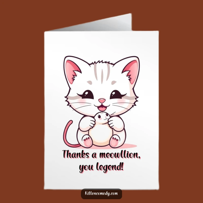 Free Printable Thank You Card: Cute Kitten Meow Funny DIY Gift