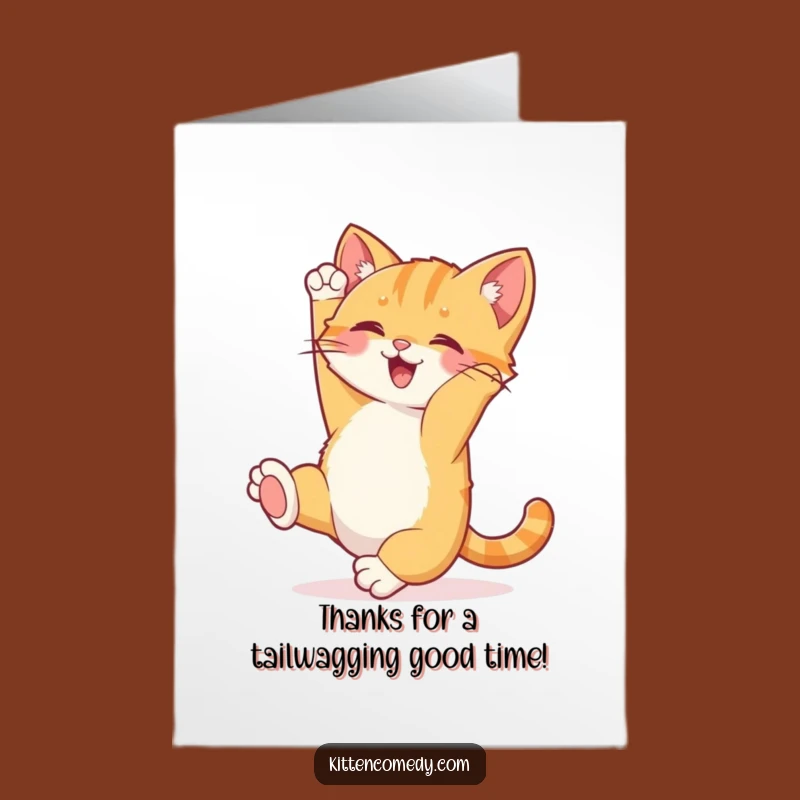 Free Printable Thank You Card: Kitten Acrobat Funny Downloadable Gift for Showing Appreciation