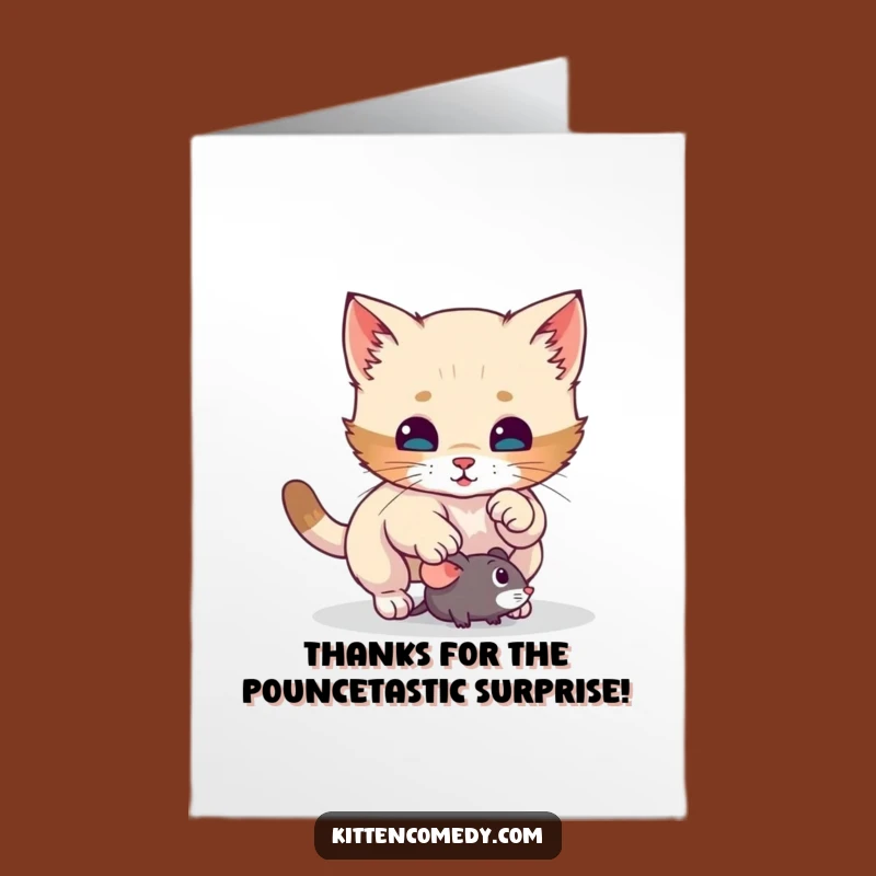 Free Printable Thank You Card: Kitten Pounce - Adorable & Funny Downloadable Gift