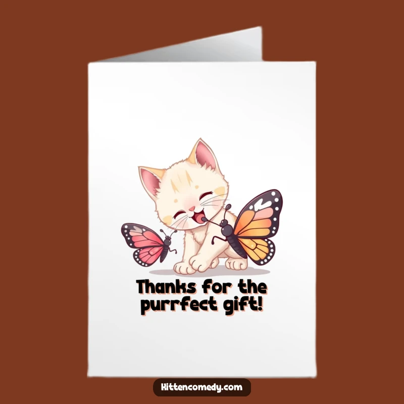 Free Printable Thank You Card: Pouncing Kitten Gratitude for Your Kindness!