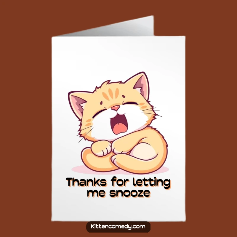 Free Printable Thank You Card: Kitten Sunbeam Nap Funny Downloadable Gift for Cozy Thanks