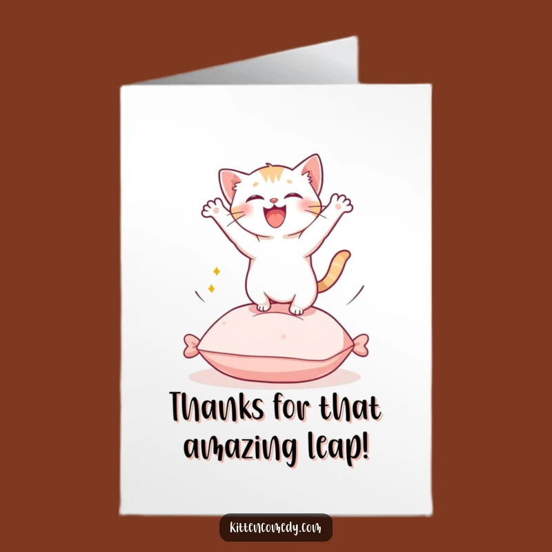 Send thanks with a playful bounce using this funny free printable card! Easy to print at home, this Kawaii kitten says it all.