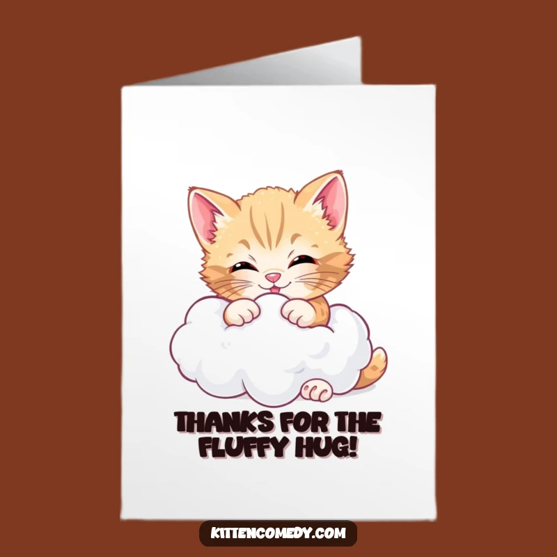 Free Printable Thank You Card: Happy Kitten Cloud Play Funny Downloadable Gift