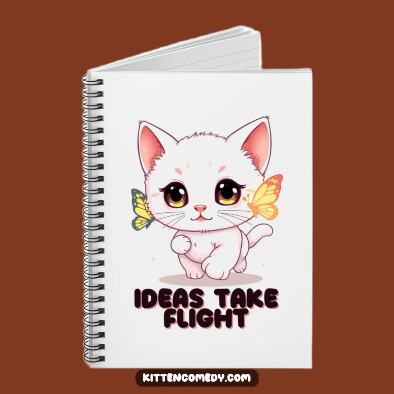 Funny Kawaii Kitten Butterfly Chase Notebook - Whimsical Journal for Cat Lovers' Ideas