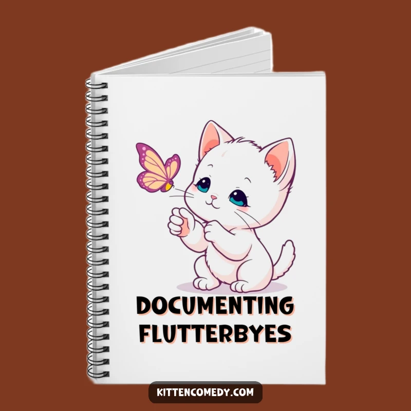 Funny Kawaii Kitten Butterfly Notebook: Gentle Cat Journal