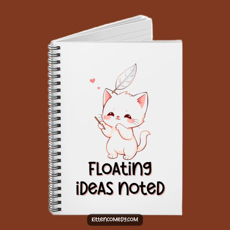 Funny Kawaii Kitten Feather Batting Notebook - Playful Feline Friend for Notes and Joy Gift