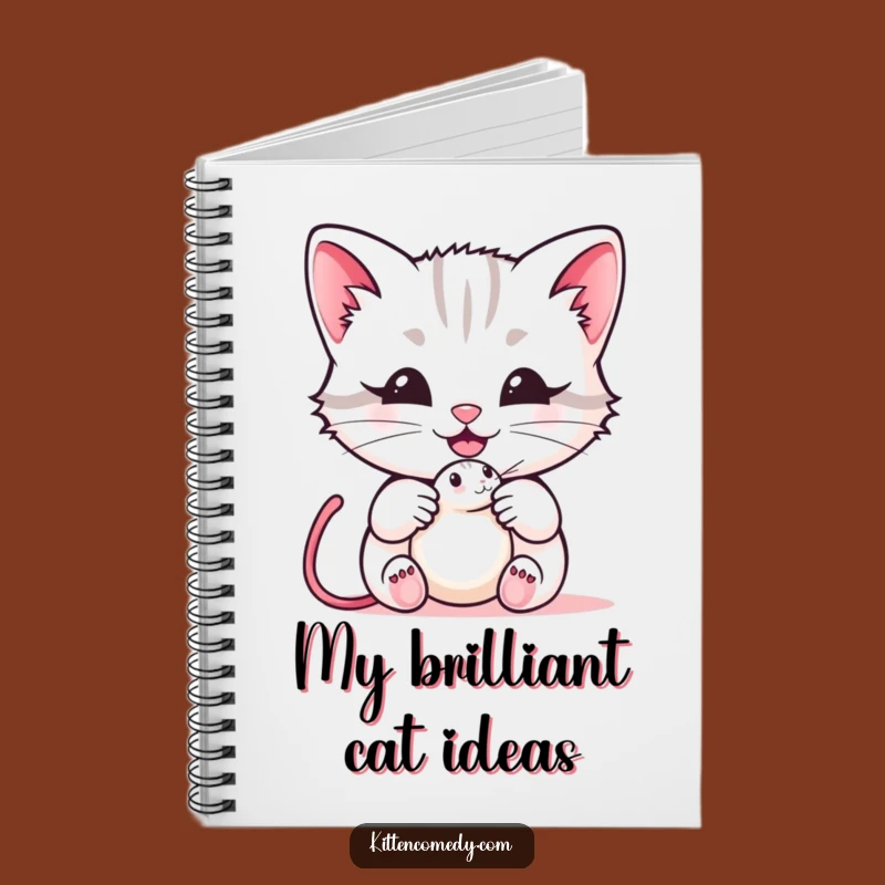 Funny Kawaii Kitten Notebook - Cute Meow & Mouse Toy Journal for Ideas Gift