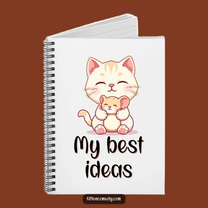 Capture your thoughts with a smile in this funny notebook featuring a kitten offering a toy mouse. Perfect for notes and playful doodles.