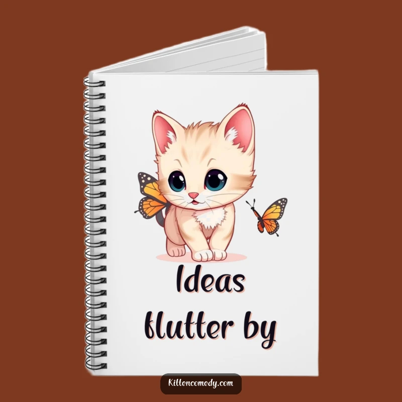 Funny Curious Kitten Notebook - Wide Eyes Butterfly Journal