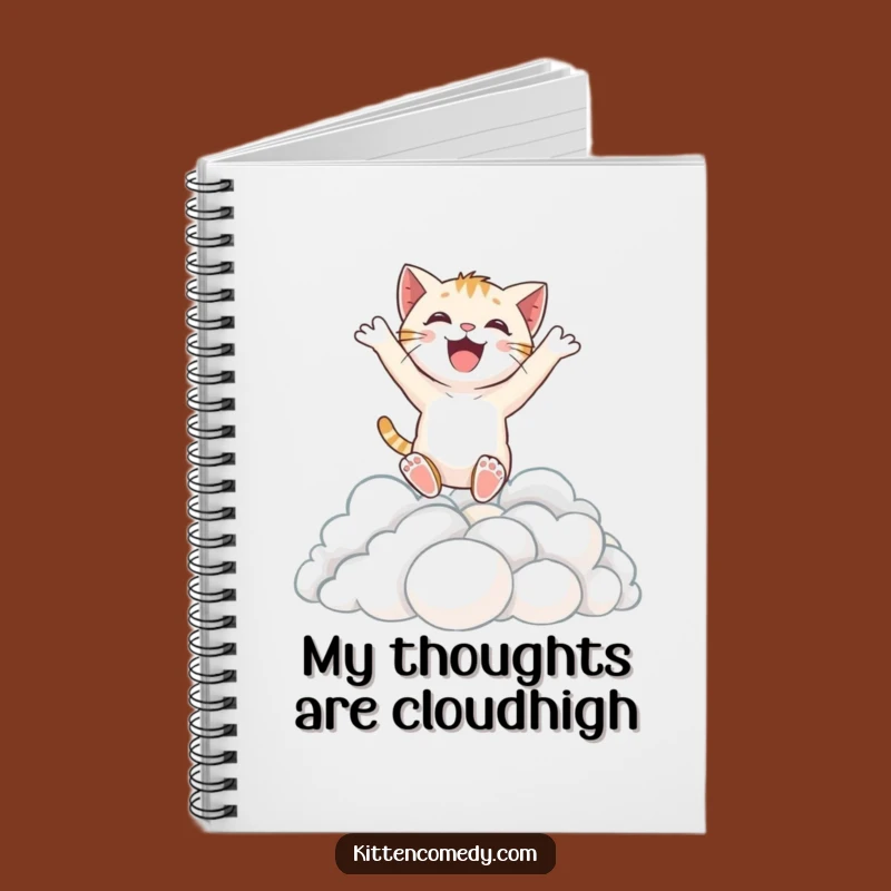 Funny Excited Kitten Notebook for Jotting Down Joyful Thoughts and Ideas