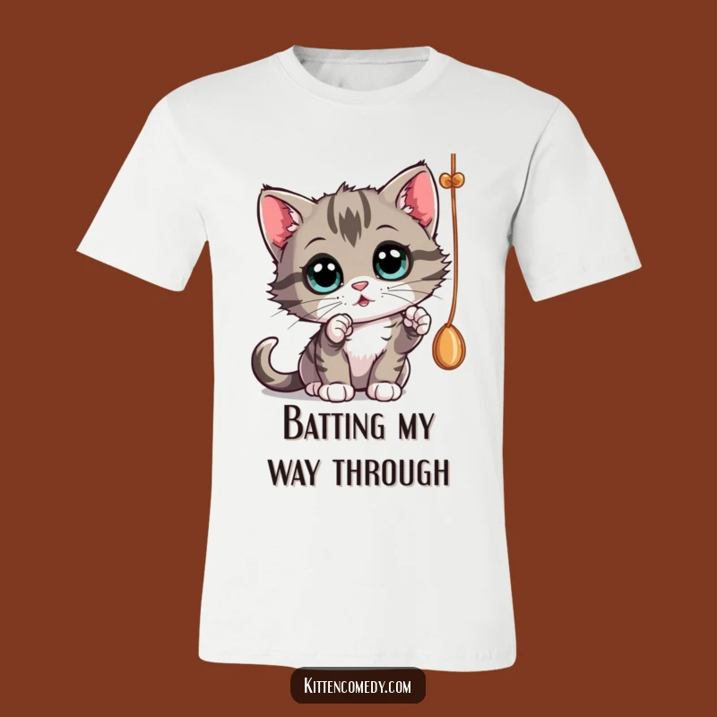 Funny Kitten String Play T-Shirt - Captivating Cat Apparel Gift