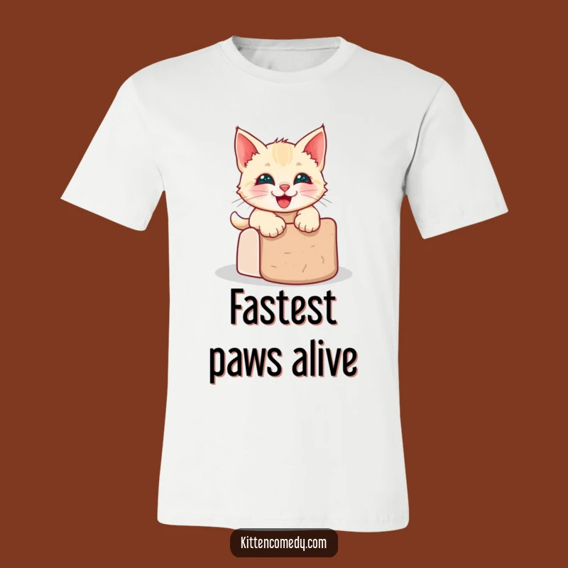 Funny Kawaii Kitten Grinning Slide T-Shirt - Hilarious Joyful Tee for Cat Lovers