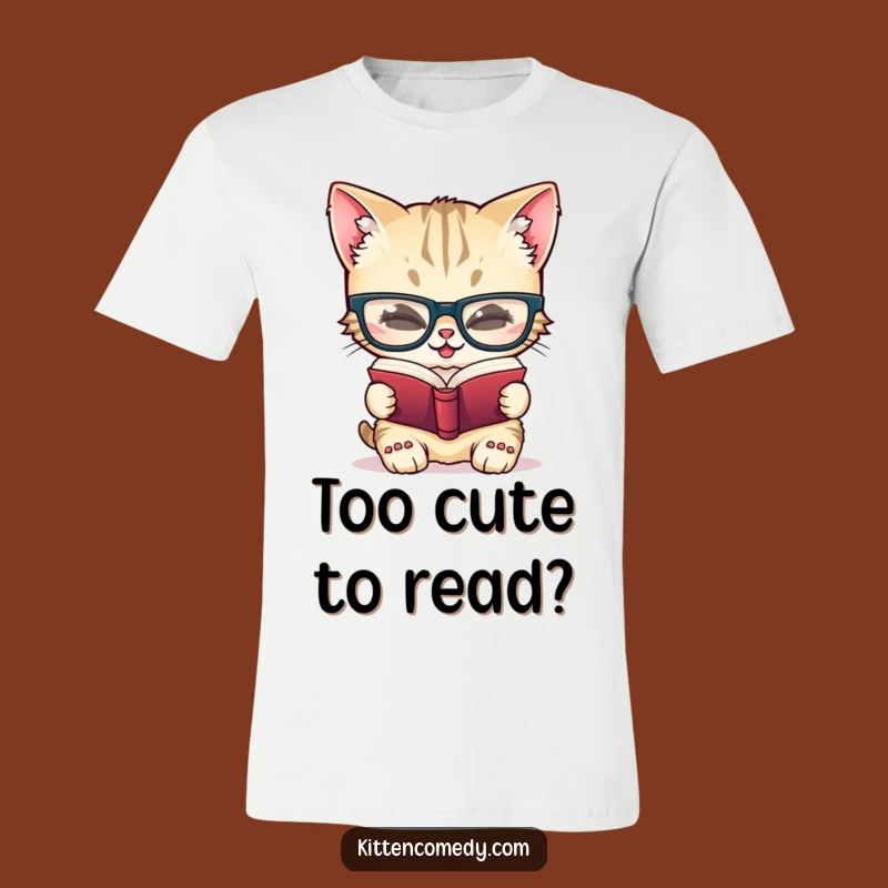 Funny Giggling Kitten Reading T-Shirt for Intellectuals and Playful Souls