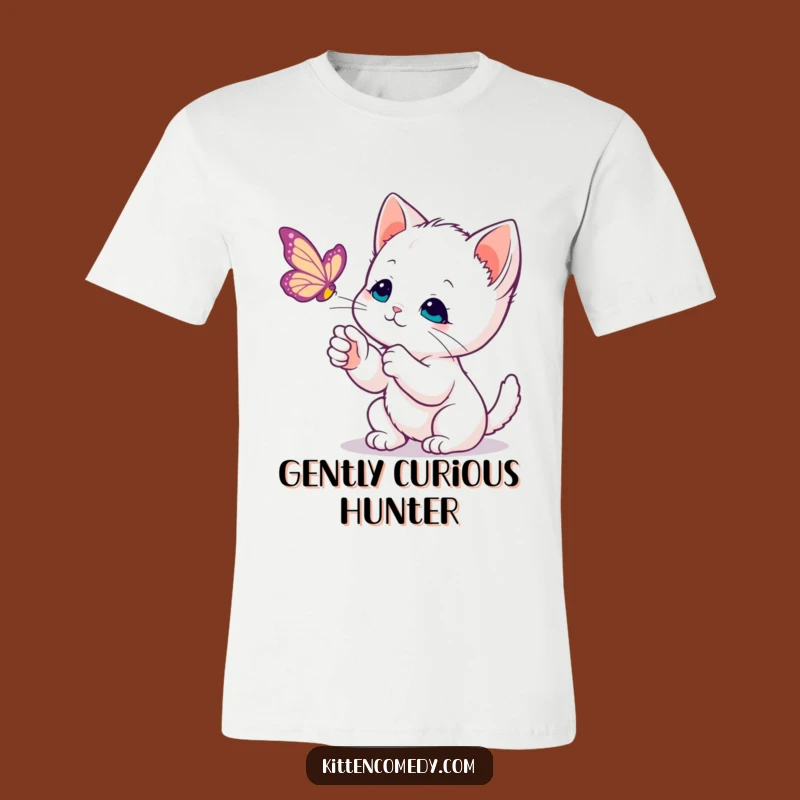 Funny Kawaii Kitten Butterfly T-Shirt: Cute & Gentle Cat Tee Gift