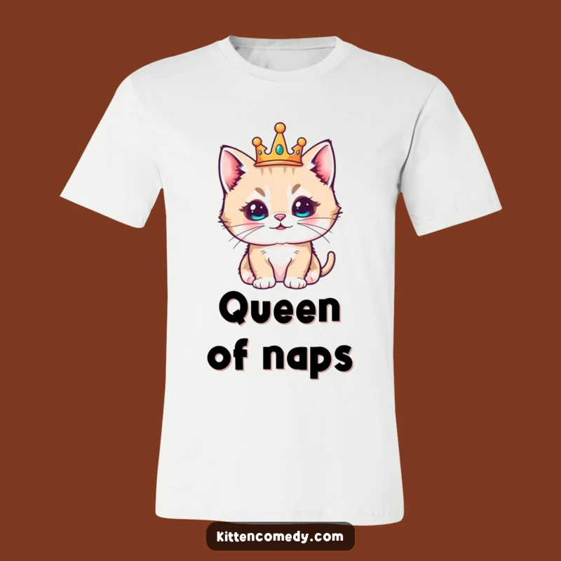 Funny Kawaii Kitten Crown Tee - Regal & Pleased Cat Shirt