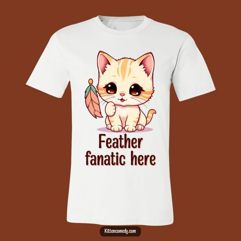 Funny Kawaii Kitten Feather Batting T-Shirt: Cute & Playful Cat Tee Gift