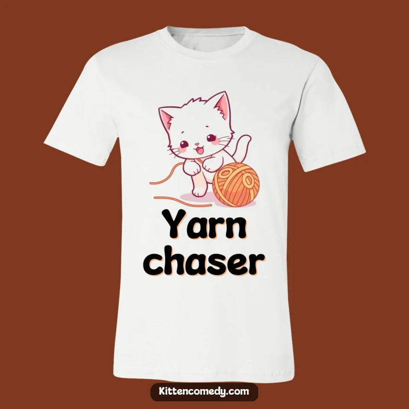 Funny Kawaii Kitten Yarn Ball T-Shirt - Playful Feline Friend for Cozy Fun Gift