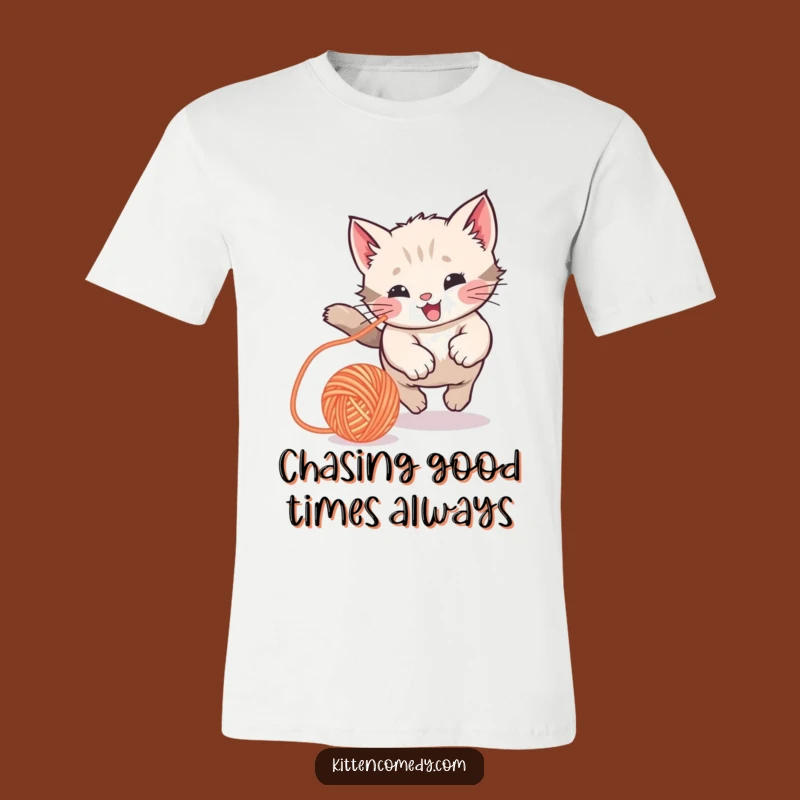 Funny Kawaii Kitten Yarn Ball T-Shirt: Playful & Humorous Style
