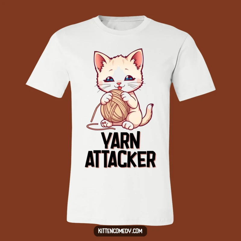Funny Kitten Yarn Ball T-Shirt: Playful Batting Tee, Hilarious Cat Lover Gift
