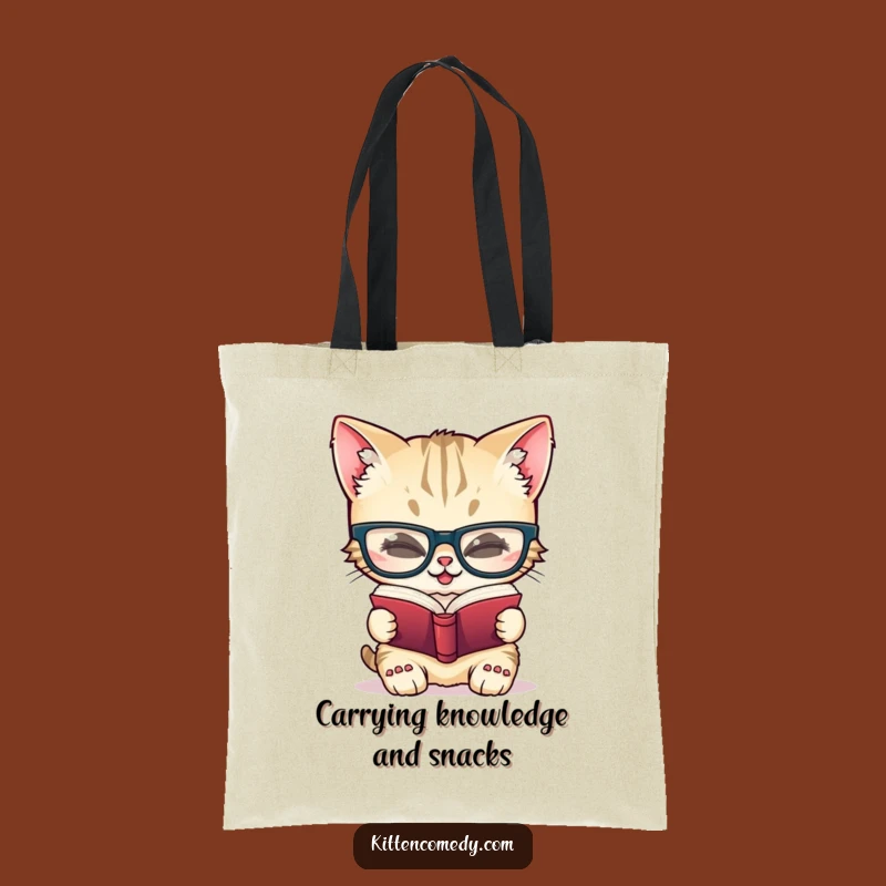 Funny Giggling Kitten Tote Bag for Carrying Books and Smart Accessories