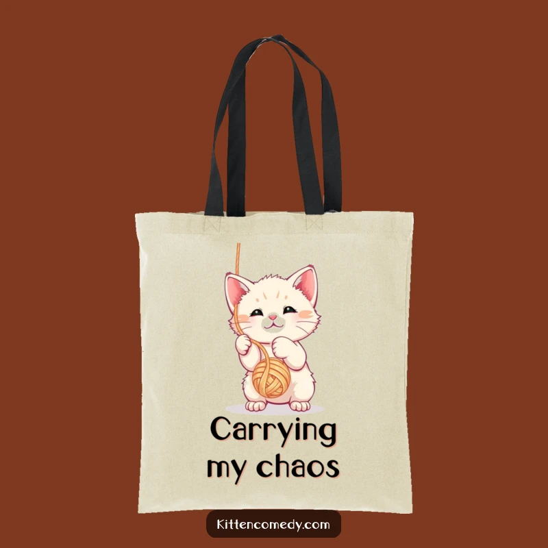 Funny Kawaii Kitten Yarn Ball Tote Bag - Stylish and Playful Carry-All Gift