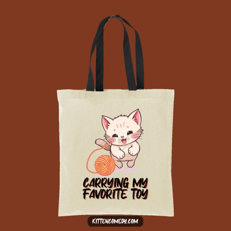 Funny Kawaii Kitten Yarn Ball Tote Bag: Playful & Practical Gift