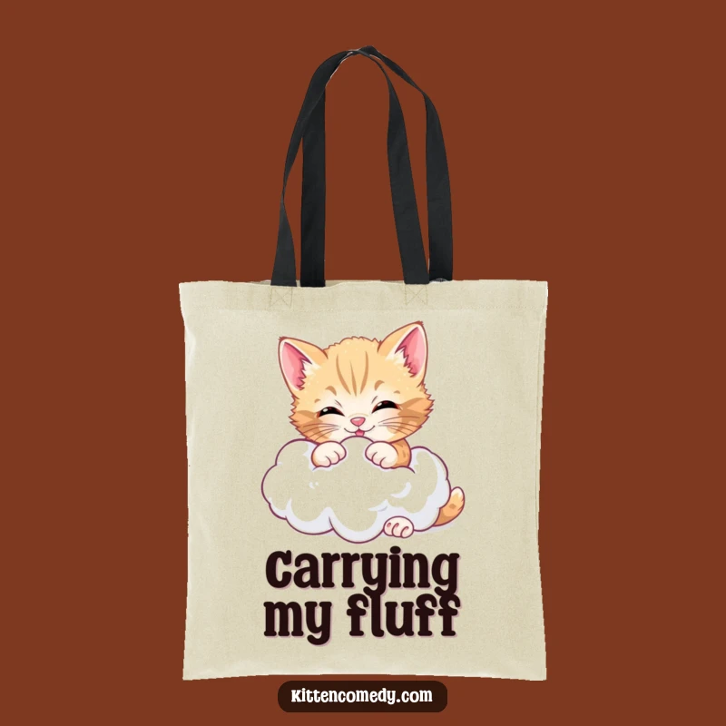 Funny Cheerful Kitten Cloud Tote Bag, Carry Your Dreams in Style