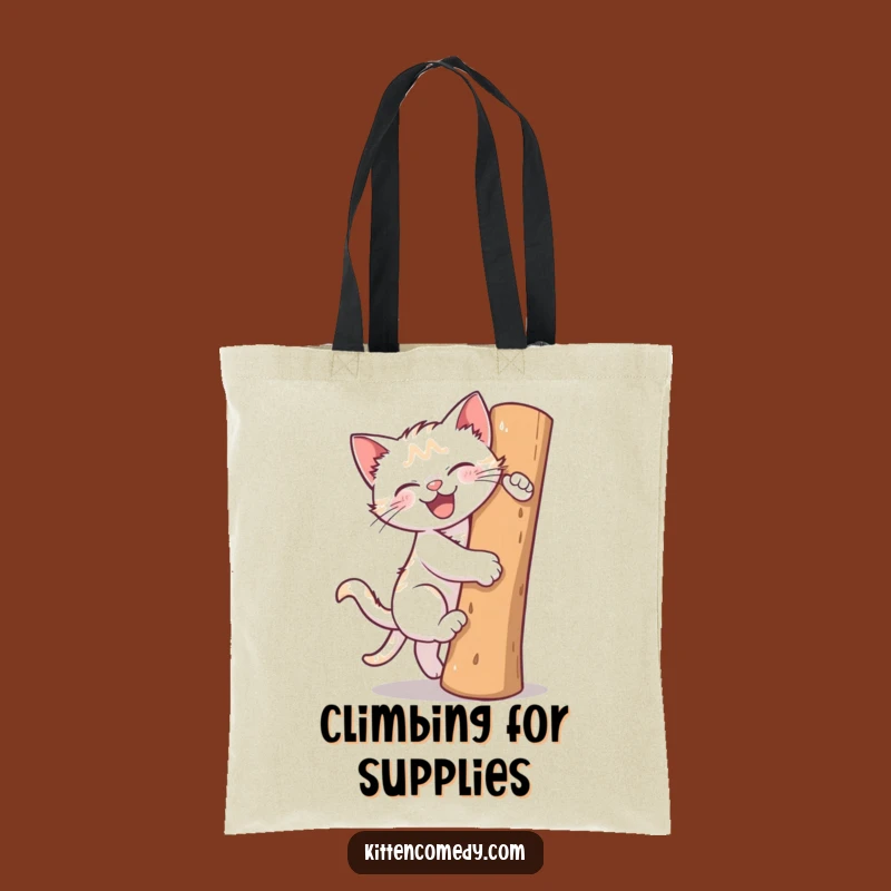 Funny Climbing Kitten Tote Bag: Carry Your Essentials with Feline Flair!