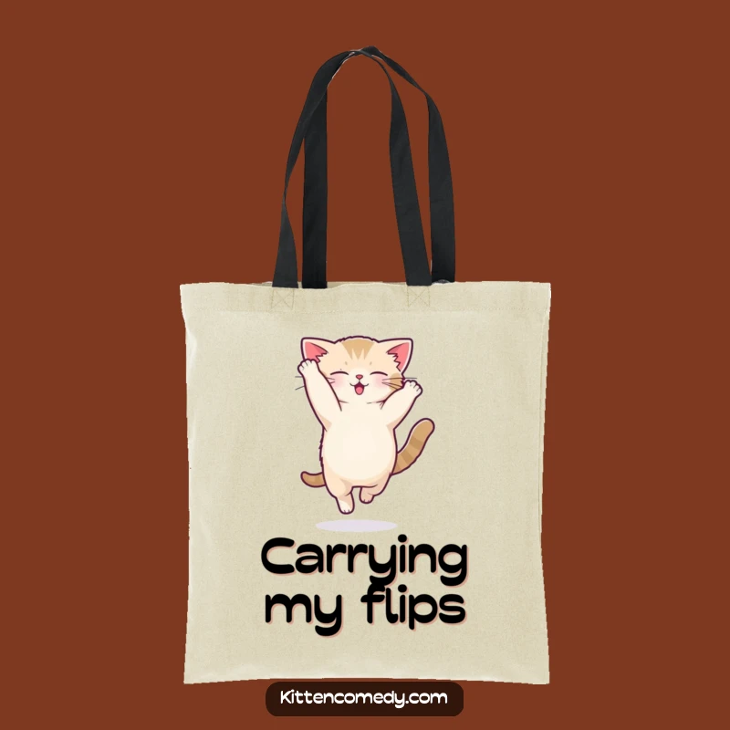 Funny Kawaii Kitten Acrobat Flip Tote Bag - Energetic and Practical Gift for Cat Fans