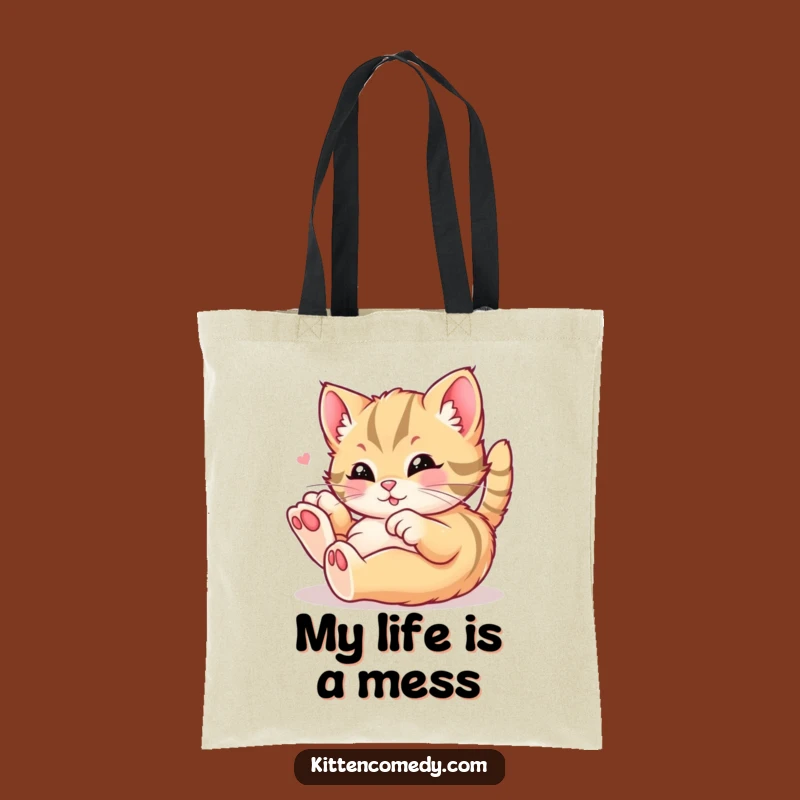 Funny Kawaii Kitten Tote Bag - Rolling in Delight, Carry Your Fun Gift