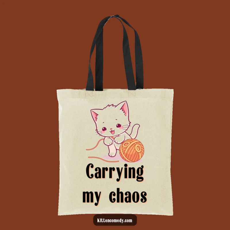 Funny Kawaii Kitten Yarn Ball Tote Bag - Playful Feline Companion for Daily Errands Gift