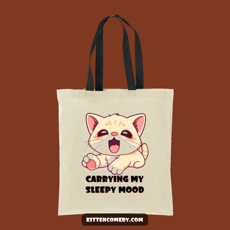 Carry your essentials with chill vibes! This funny tote bag features a kawaii kitten's peaceful yawn. Practical and wonderfully relaxed.